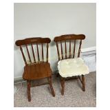 Pair of Solid Maple Spindle-Back Plank-Bottom Chas