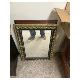 Set of Three Framed Wall Mirrors, Gold and Wood