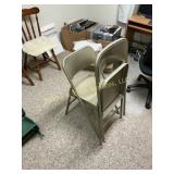 Pair of Vintage Tan Metal Folding Chairs