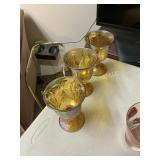 Carnival Glass Grape Pattern Goblets, Set of 3