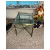 Pair Brass Frame and Glass Top End Tables, Sold 2x