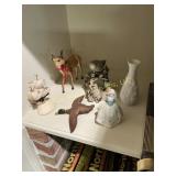 Shelf Lot Of Porcelain Figurines And Decor