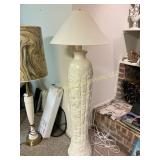Tall Vintage Plaster Floor Lamp Faux Stone