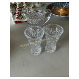 Pressed pattern glass small pitcher and two