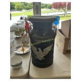Potomac Farms milk can with eagle.