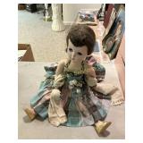 Vintage Sleep-Eye Doll in Plaid Taffeta Dress