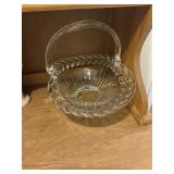 Clear glass basket with applied handle