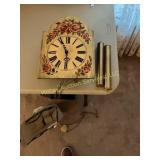 Floral Painted Weight-Driven Wall Clock w/ Pendulm