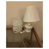 Pair Small White Table Lamps w/ Shades