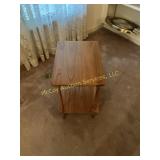 Small Solid Oak Two-Tier Side Table w/ Turned Poss