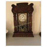 Antique Carved Oak Gingerbread Mantel Clock, As-Is