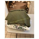 Wool Blankets, Floral Comforter and Linens Lot