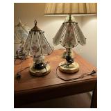 Pair of Floral Stained-Glass Style Touch Lamps