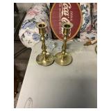 Two Pairs Candle Holders - Brass and Crystal