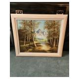 Cantrell Signed Mountain Landscape Oil Painting