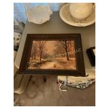 Framed Autumn Forest Stream Landscape Print