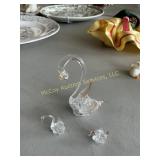 Small set of blown glass swans