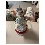 Vintage White Ceramic Christmas Tree with Red Base