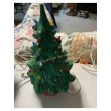 Vintage Green Ceramic Christmas Tree, Lights Up