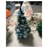 Vintage Green Flocked Snow-Tip Ceramic Christmas e