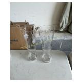 Tall etched glass vases