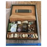 Men's Jewelry Box Full of Cufflinks & Tie Clips