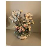 Capodimonte Porcelain Basket of Lilies & Flowers