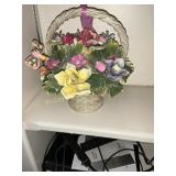Capodimonte Porcelain Flower Basket w/ Butterfly