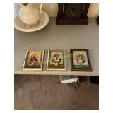 Three Powell Floral Still Life Oil Paintings, Frad