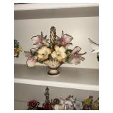 Capodimonte Porcelain Basket Full of Flowers