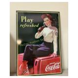 Coca-Cola 'Play Refreshed' Tin Sign, Pin-Up Girl r