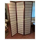 Three Panel Shoji Style Folding Room Divider Scren