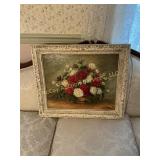 Powell Floral Still Life Oil on Canvas, Framed