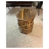 Vintage Octagon Drum End Table with Cabinet Storag