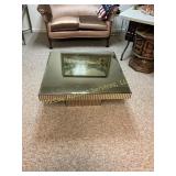 1970s Hollywood Regency Brass and Mirrored Coffee