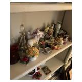Large Lot Figurines, Decanter, Capodimonte-Style