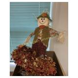 Box Lot of Fall Decor, Wreaths and Scarecrow