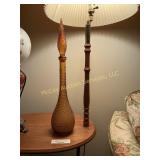 Tall Amber Hobnail Glass Genie Decanter