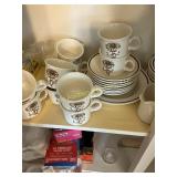 Brown Daisy Stoneware Mugs, Cups & Saucers Set