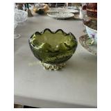 Gold footed green compote