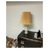 Pair of Vintage Glass Table Lamps with Pleated Shs