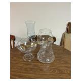 4 Large Decorative Clear Glass Pieces, Vases and e