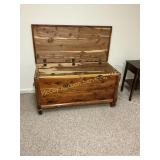 Antique Cedar Blanket Chest with Hinged Lid