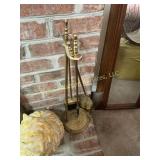 Fireplace set with brass log carrier