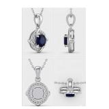 NO RESERVE 1.45 Ct  Silver  Sapphire Necklace