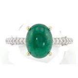 3.12 Ct Diamond & Emerald 14K Ring