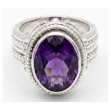 NO RESERVE 5.85 Ct Sterling Silver Amythest Ring