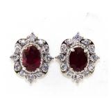 NO RESERVE 2 Ct  Sterling Silver , Ruby Earring
