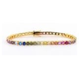 NO RESERVE 25 Ct  Silver Color Sapphire Bracelet