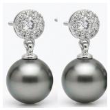 NO RESERVE 0.70 Ct Sterling Silver Pearl  Earring